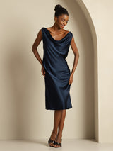 [Dunkelblau] SilkSilky-DE Sleeveless Cowl Neck Kleider 001