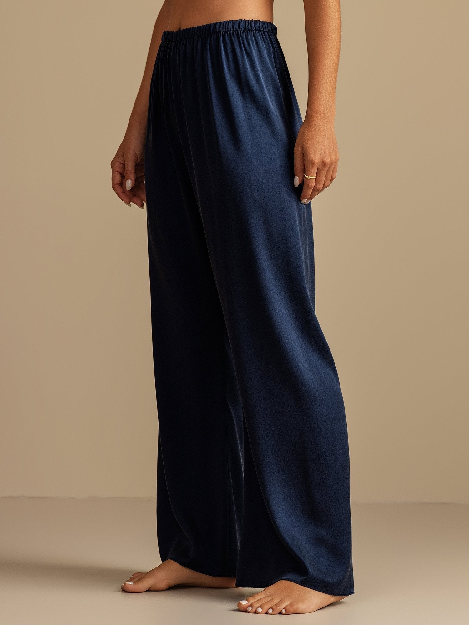 [Dunkelblau] SilkSilky-DE 19Momme Seide Womens Sleep Bottoms 007,