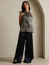 [Leopard] SilkSilky-DE 19Momme Seide Womens T-Shirt 006,