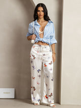 [Weiß Schmetterling] SilkSilky-DE 19Momme Seide Womens Pants 007