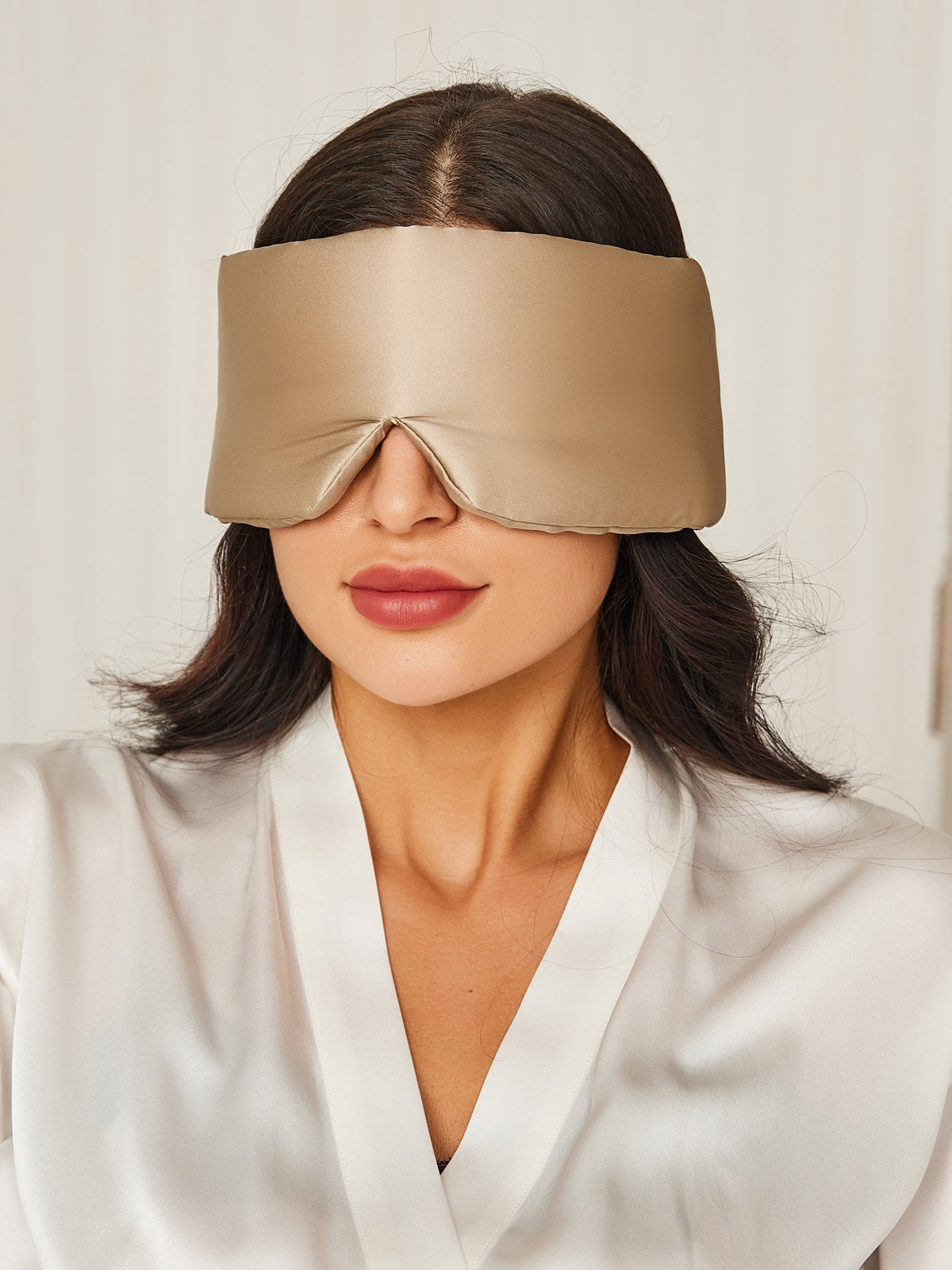 [Beige] SilkSilky-DE 19Momme Reine Seide Eye Mask 001