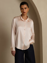 [Hellrosa] SilkSilky-DE Long Sleeve Lapel Collar Damenhemd 001
