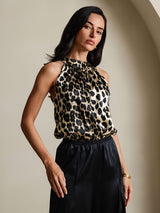 [Leopard] SilkSilky-DE 19Momme Seide Womens T-Shirt 001,