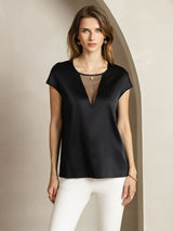 [Schwarz] SilkSilky-DE 19Momme T-Shirt 003