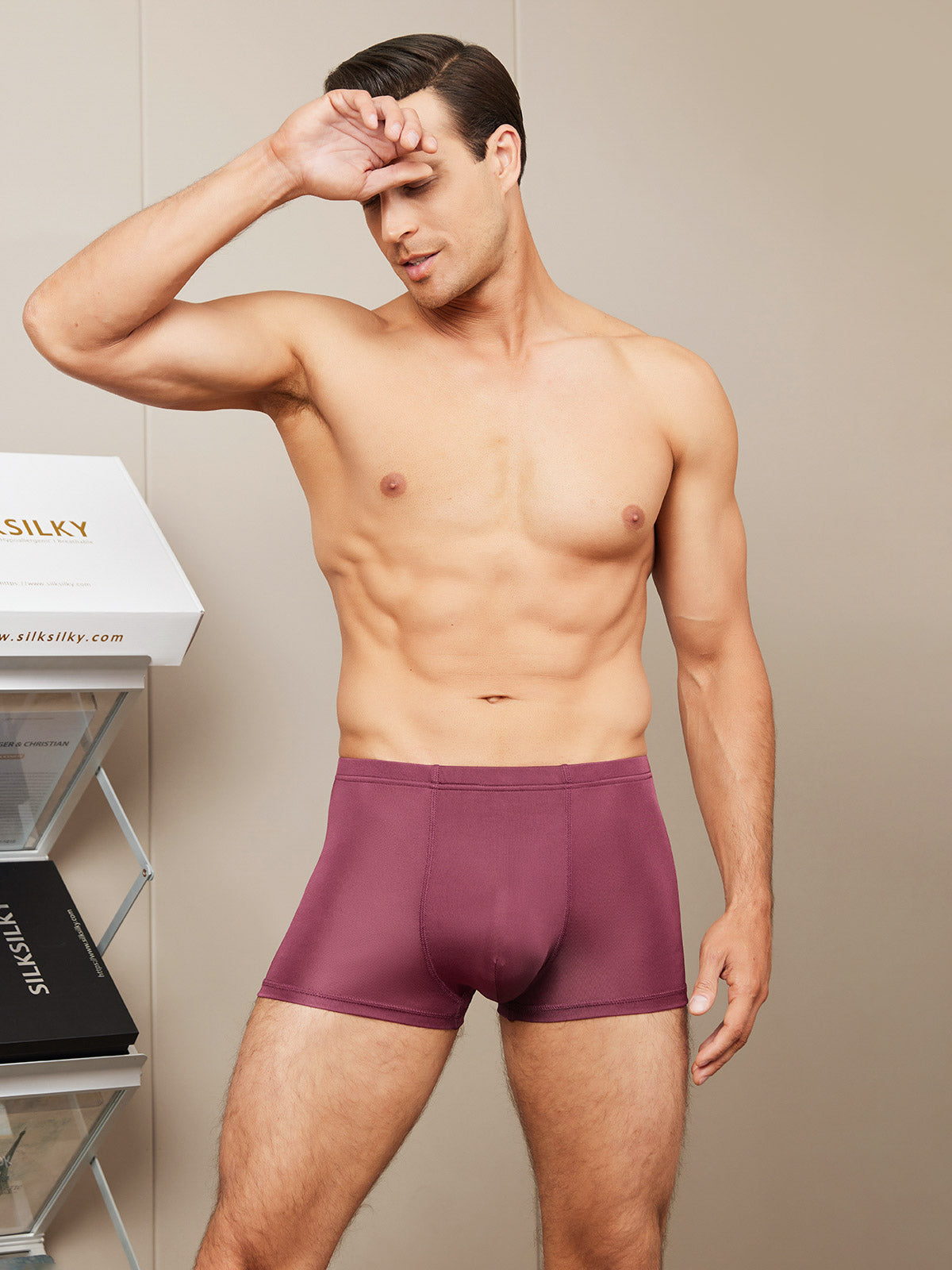 [Wine] SilkSilky  Silk Knitted Mens Underwear 003