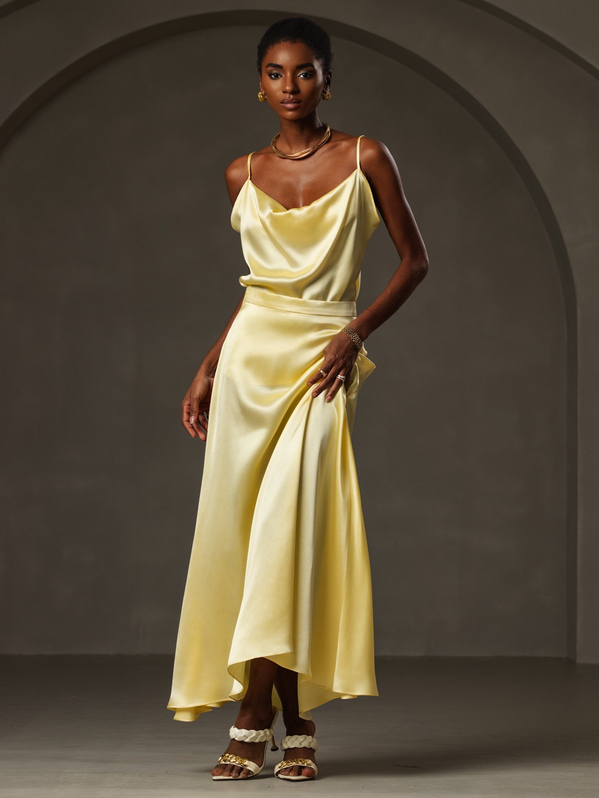 [Gelb] SilkSilky-DE 19Momme Seide Camisoles 005