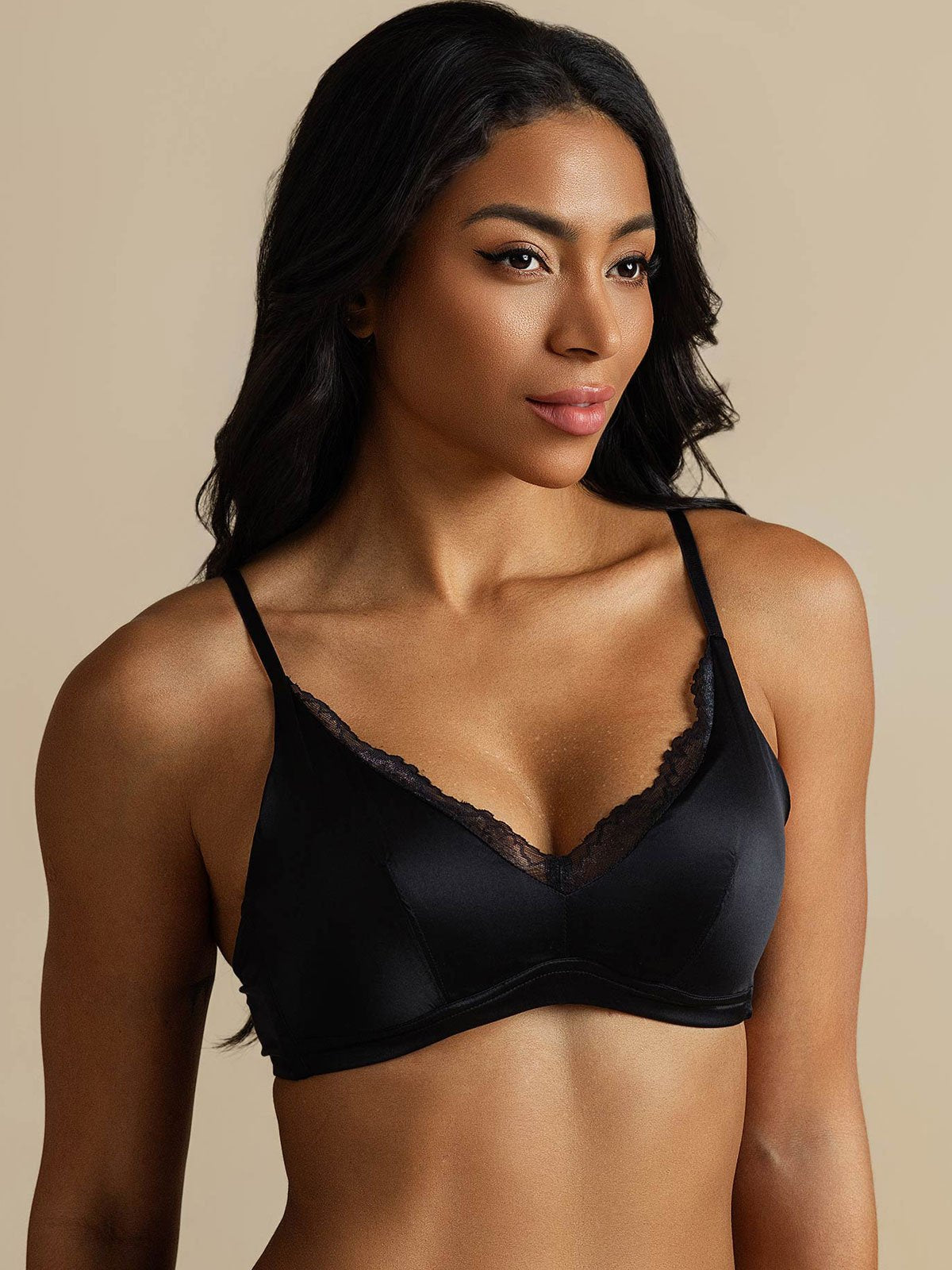 [Schwarz] SilkSilky-DE Reine Seide Bra 007