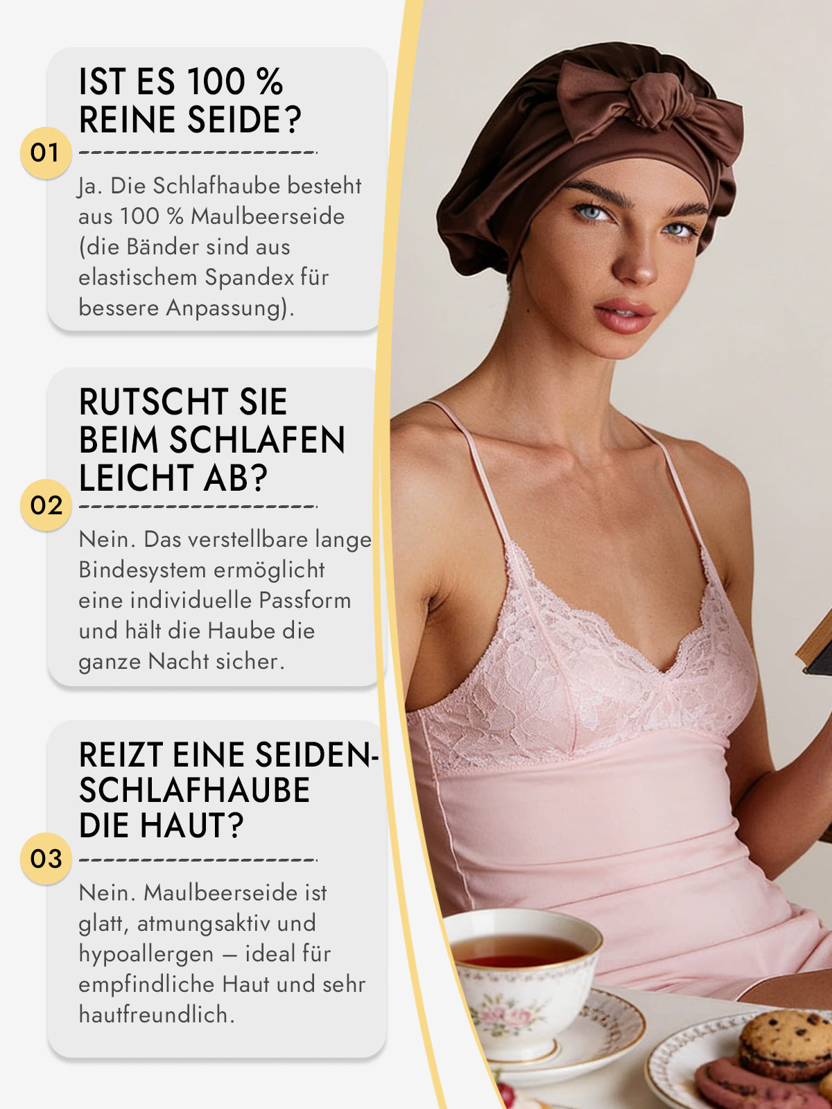 [Kaffee] SilkSilky-DE Reine Seide Sleep Cap 006