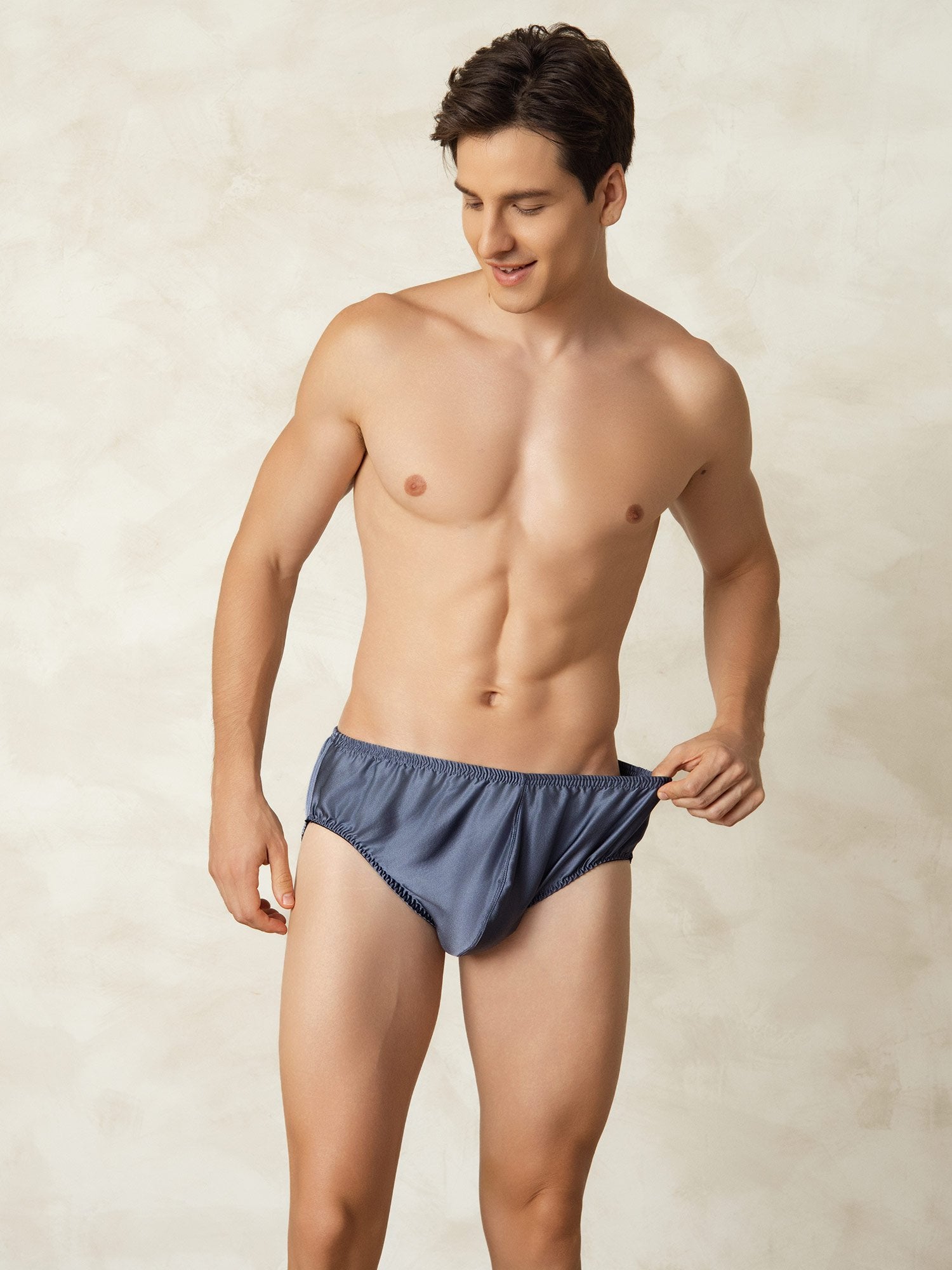 [Graublau] SilkSilky-DE Reine Seide Mens Underwear 005