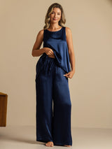 [Dunkelblau] SilkSilky-DE Sleeveless Scoop Neck Cami Top 005