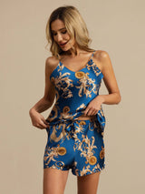 [Navy Drache] SilkSilky-DE Spaghetti Strap V Neck Camisole-Set 004