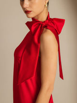 [Rot] SilkSilky-DE 19Momme Stretch Silk Charmeuse Sleeveless Neckholder Kleider 005