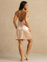 [Hellrosa] SilkSilky-DE Spaghettiträger V Neck Nachthemden 002
