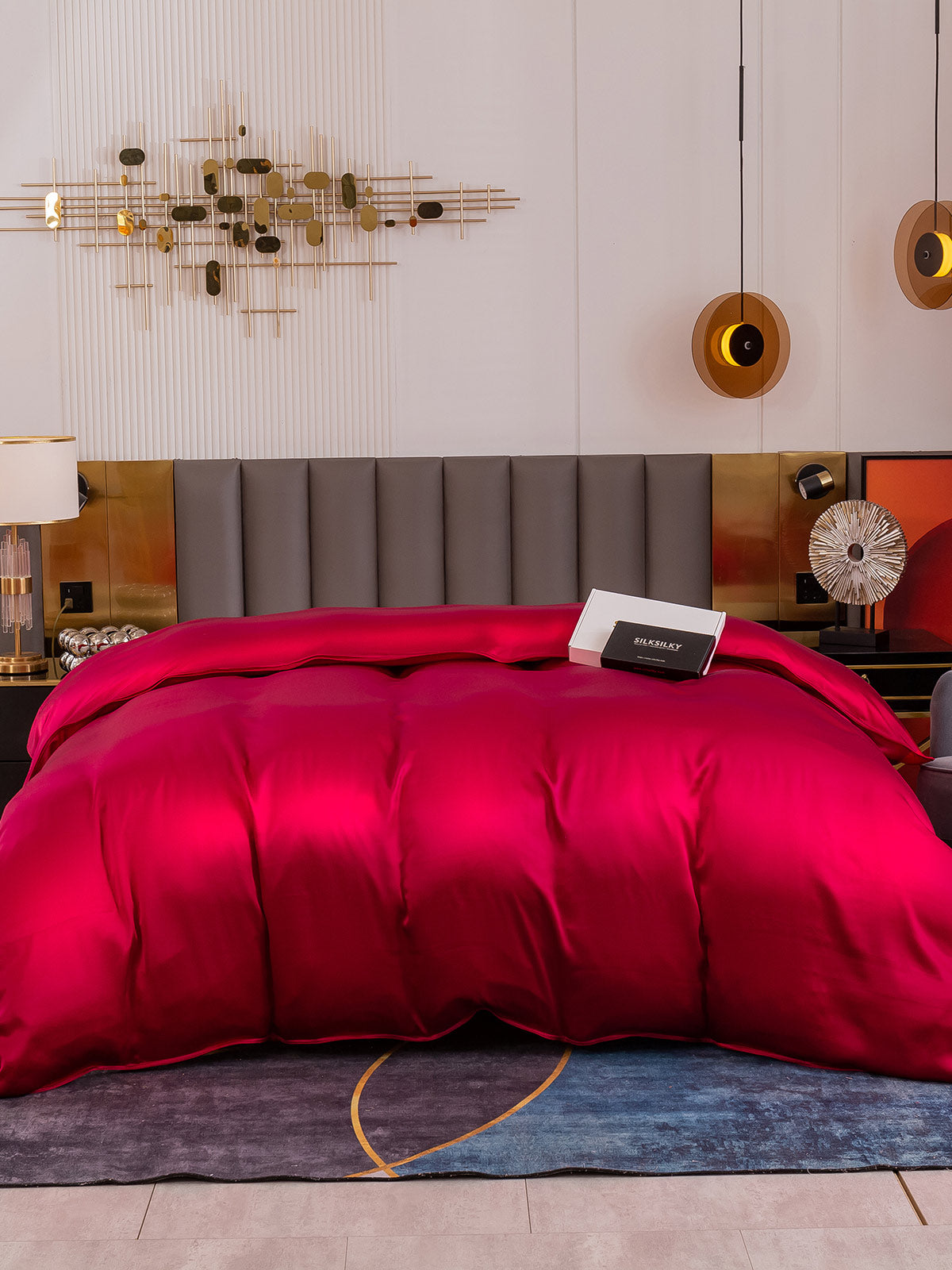 [Rotwein] SilkSilky-DE 19Momme Reine Seide Duvet Cover 004