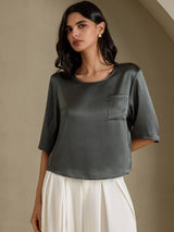 [Dunkelgrau] SilkSilky-DE Half Sleeve T-Shirt 001