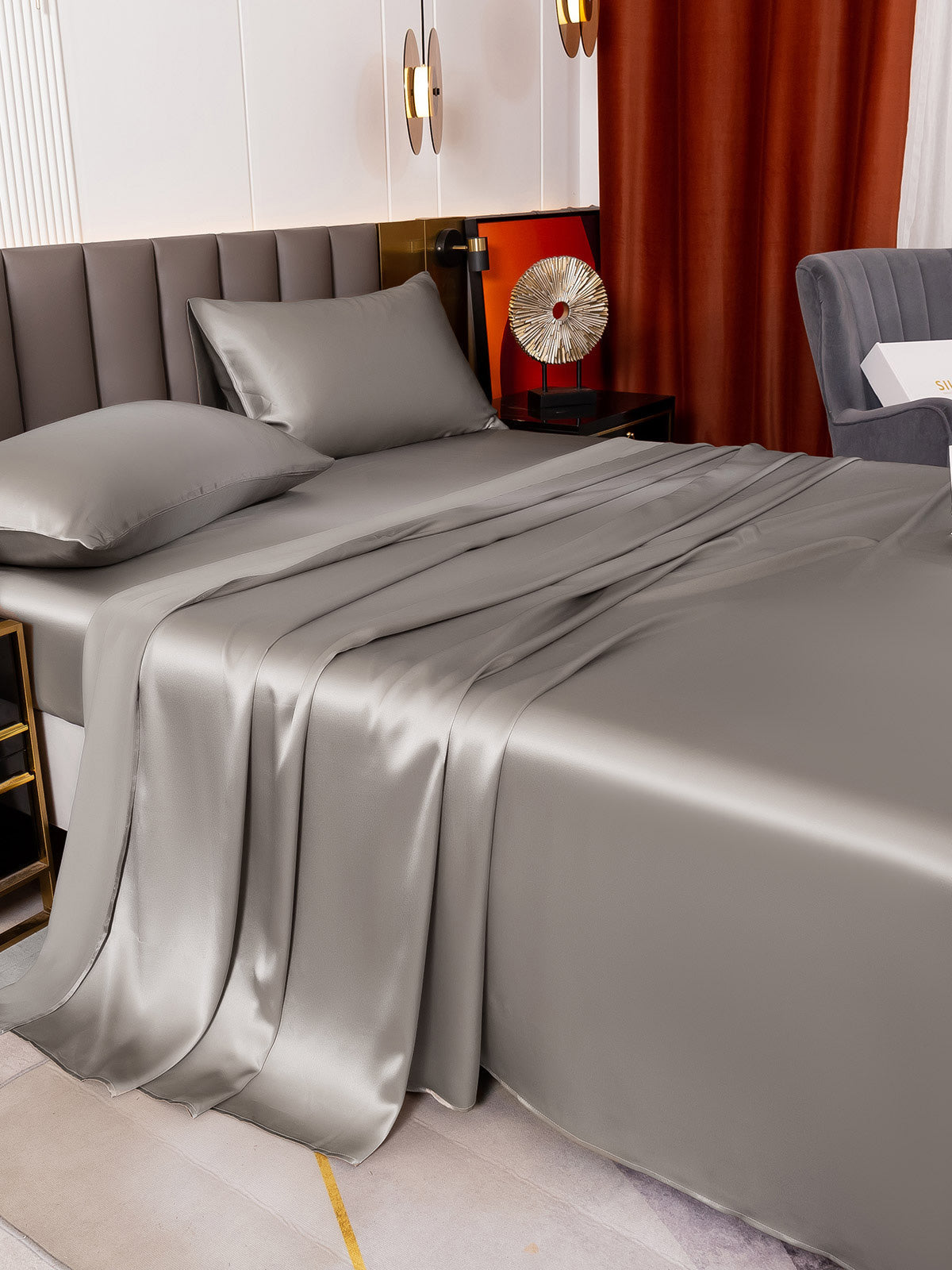 [Grau] SilkSilky-DE 19Momme Reine Seide Bedding Set 003
