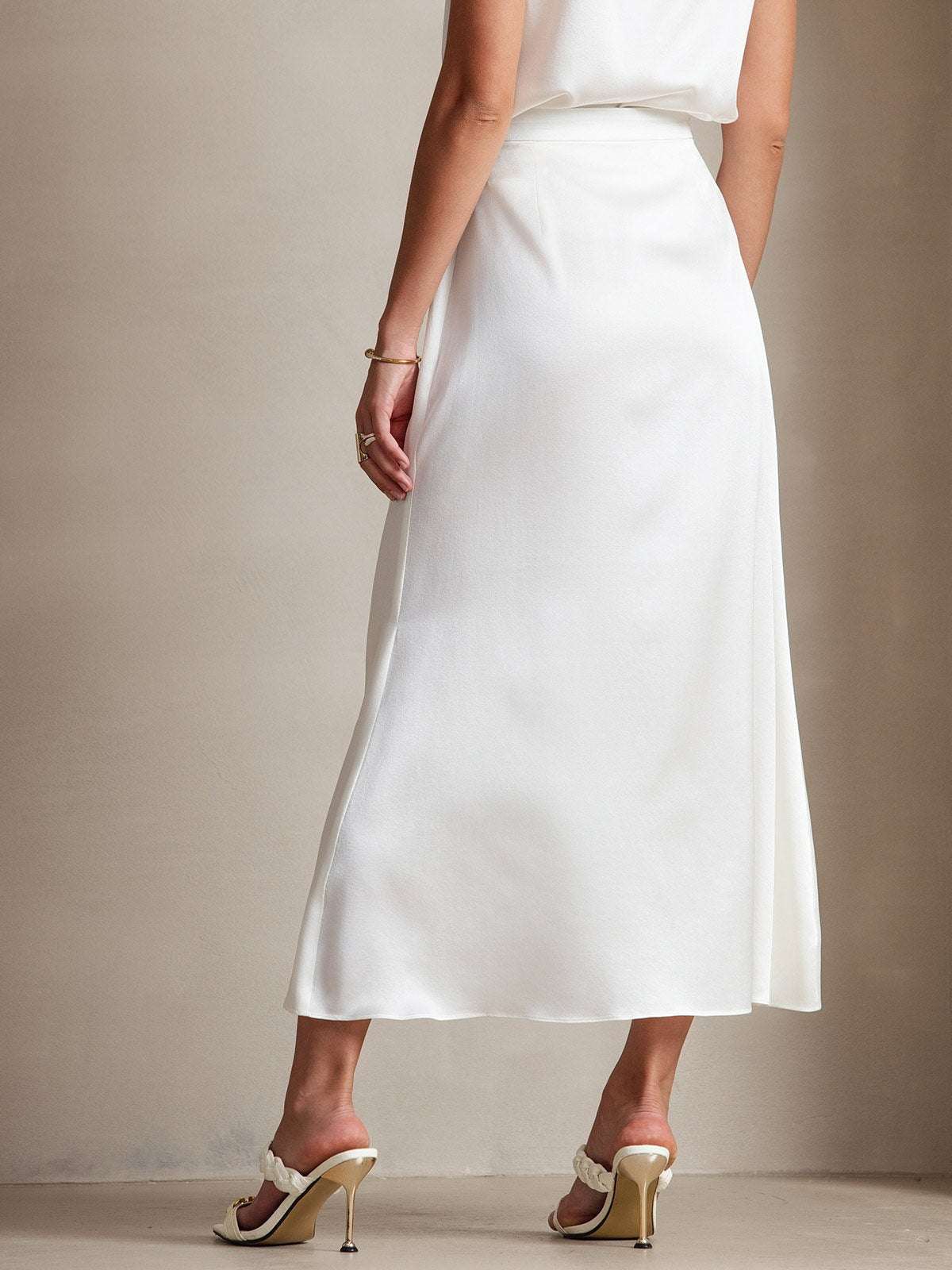[Weiß] SilkSilky-DE 19Momme Seide Skirt 002