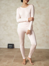 [Hellrosa] SilkSilky-DE Long Sleeve Round Neck Damen Lange Unterwäsche 004