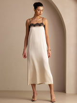 [Reisbeige] SilkSilky-DE Spaghetti Strap Square Neck Kleider 006