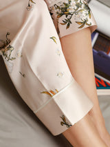 [Hellrosa] SilkSilky-DE Long Sleeve Notch-Kragen Damen Pyjamas 007