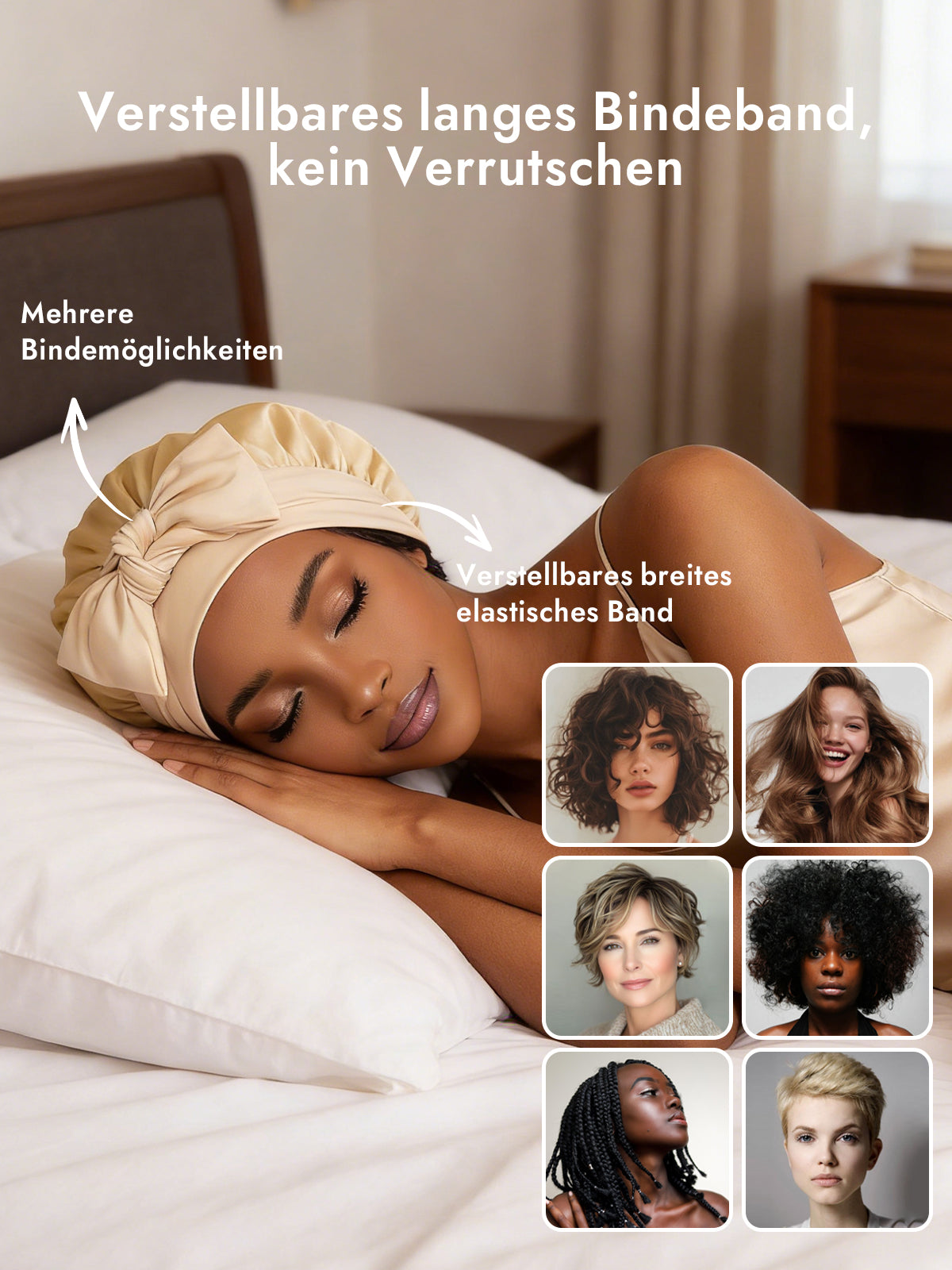 [Champagner] SilkSilky-DE Reine Seide Sleep Cap 004