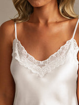 [Weiß] SilkSilky-DE Sleeveless V Neck Camisole-Set 004