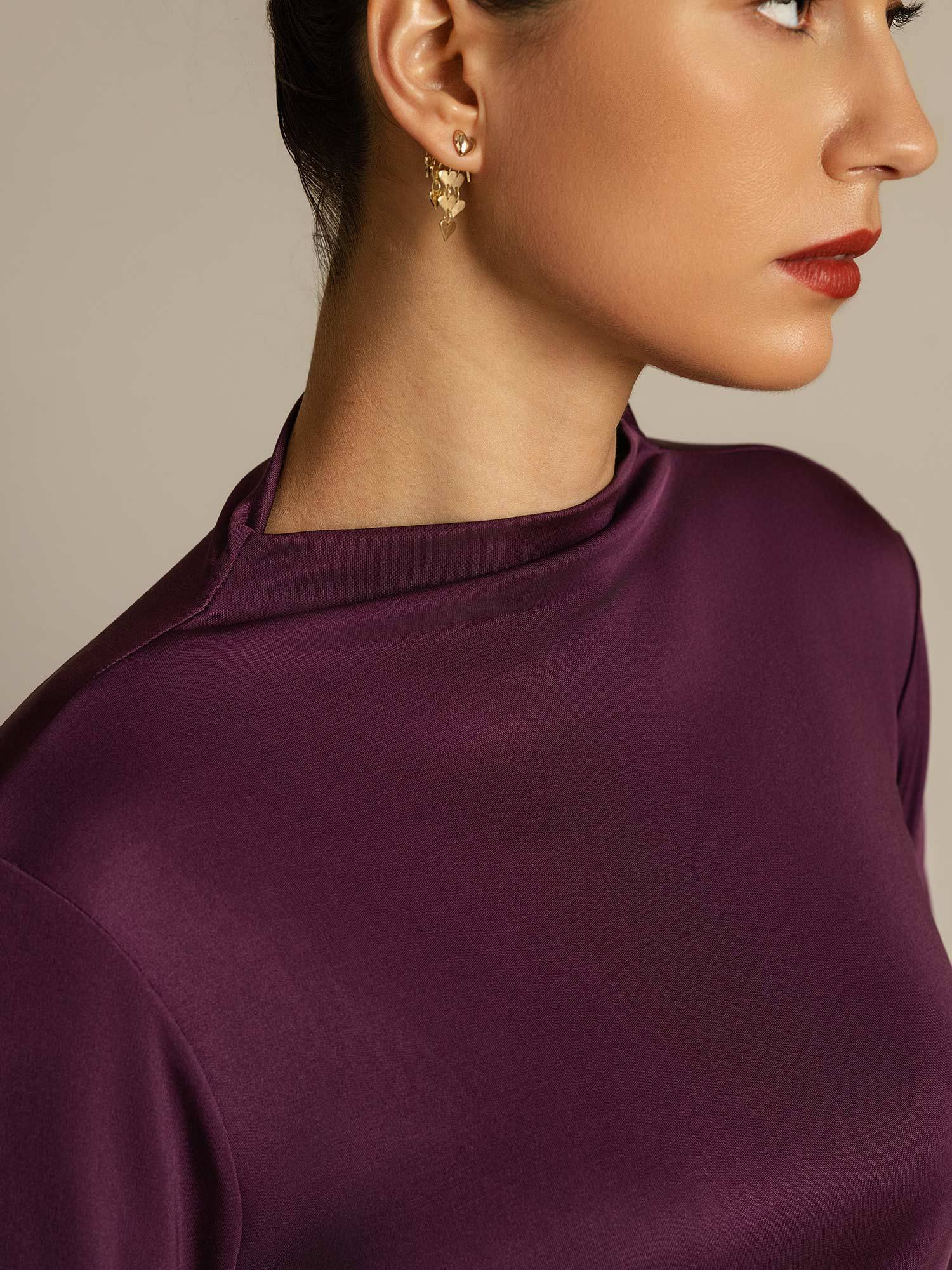 [Violett] SilkSilky-DE Reine Seide Womens T-Shirt 004