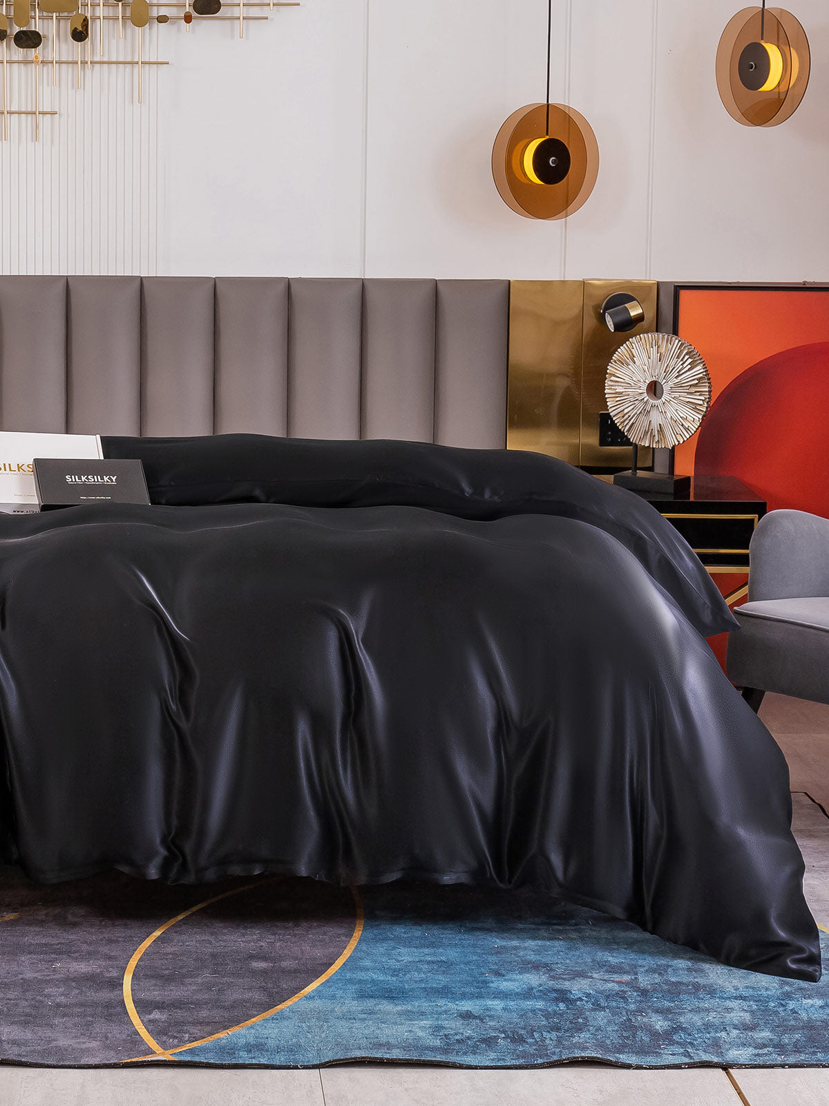 [Schwarz] SilkSilky-DE 19Momme Reine Seide Duvet Cover 003