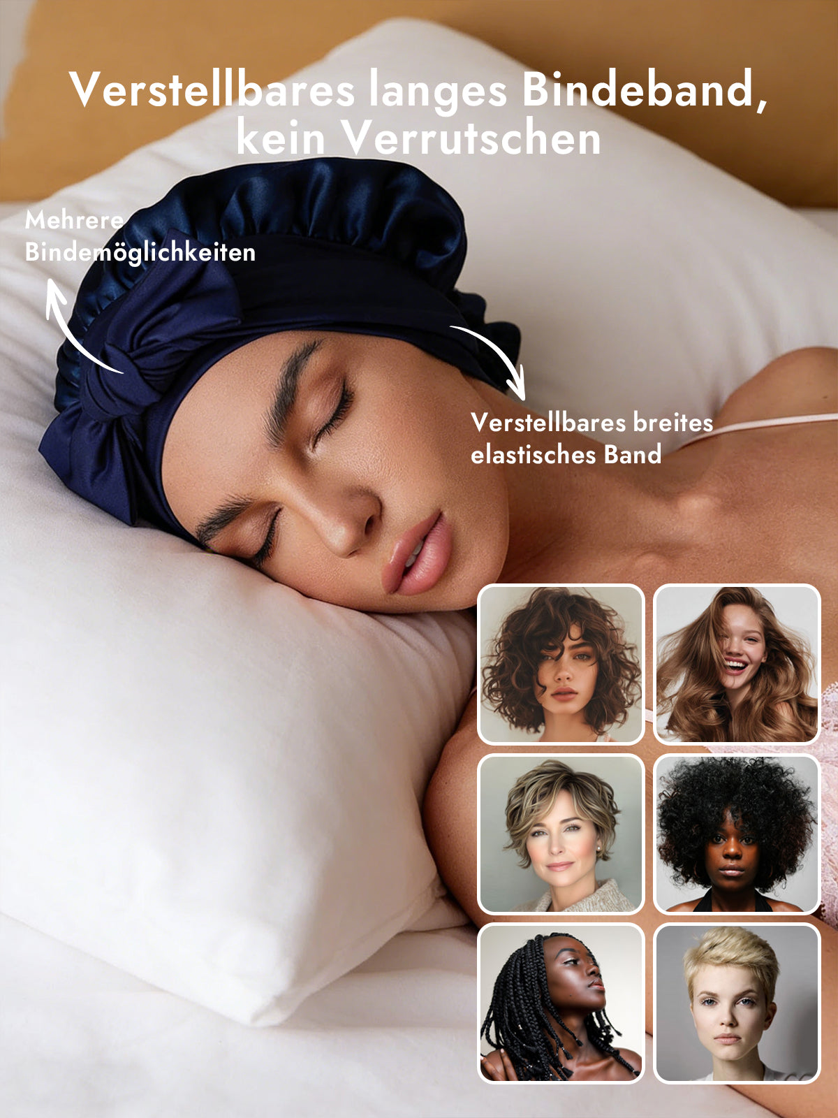 [Dunkelblau] SilkSilky-DE Reine Seide Sleep Cap 004