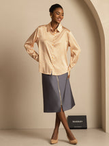 [Floral] SilkSilky-DE Long Sleeve Lapel Collar Damenhemd 006