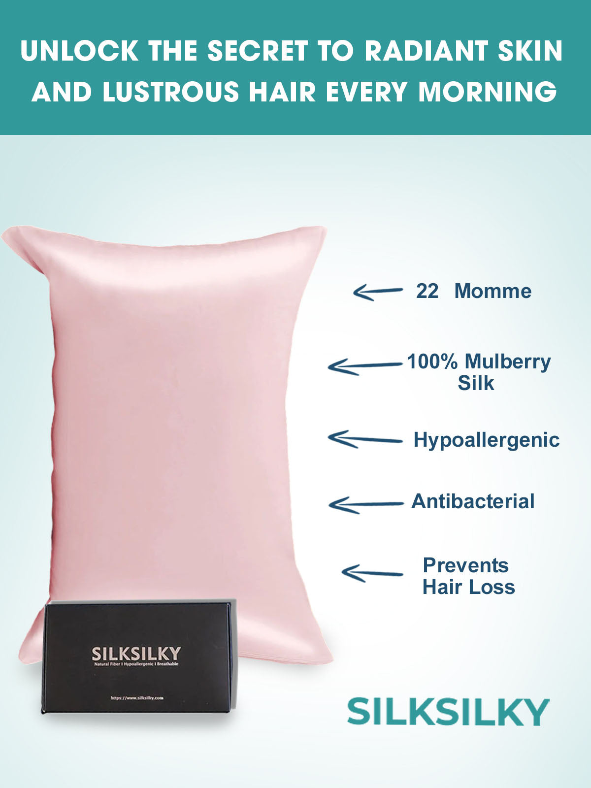 [Rosa] SilkSilky-DE 22Momme Reine Seide Pillowcase 003