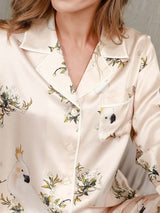 [Hellrosa] SilkSilky-DE Long Sleeve Notch-Kragen Damen Pyjamas 006