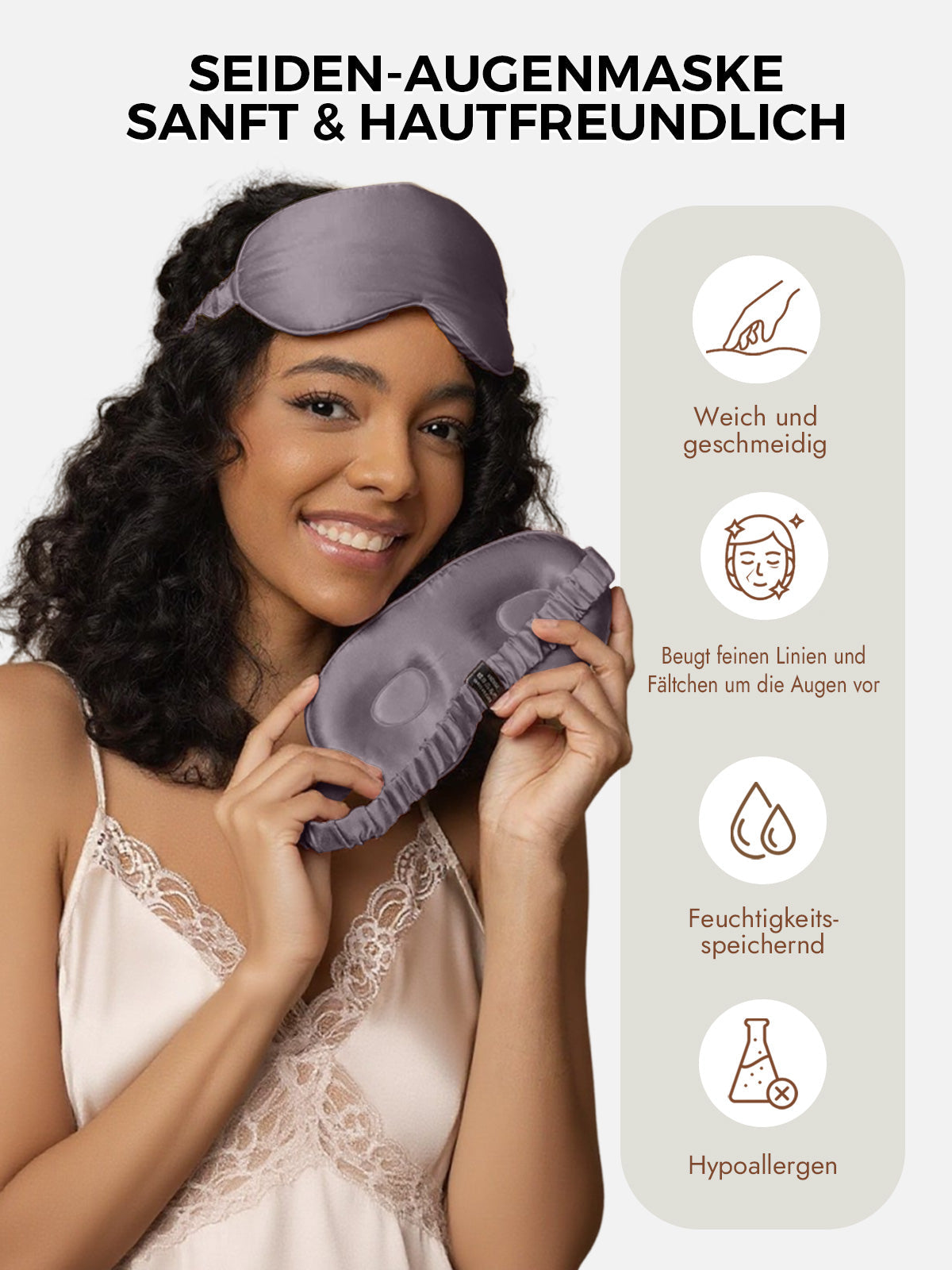 [Dunkelgrau] SilkSilky-DE Reine Seide Eye Mask 003