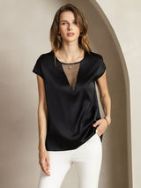 [Schwarz] SilkSilky-DE 19Momme T-Shirt 001
