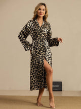 [Leopard] SilkSilky-DE Langärmelig Damen Morgenmantel 001