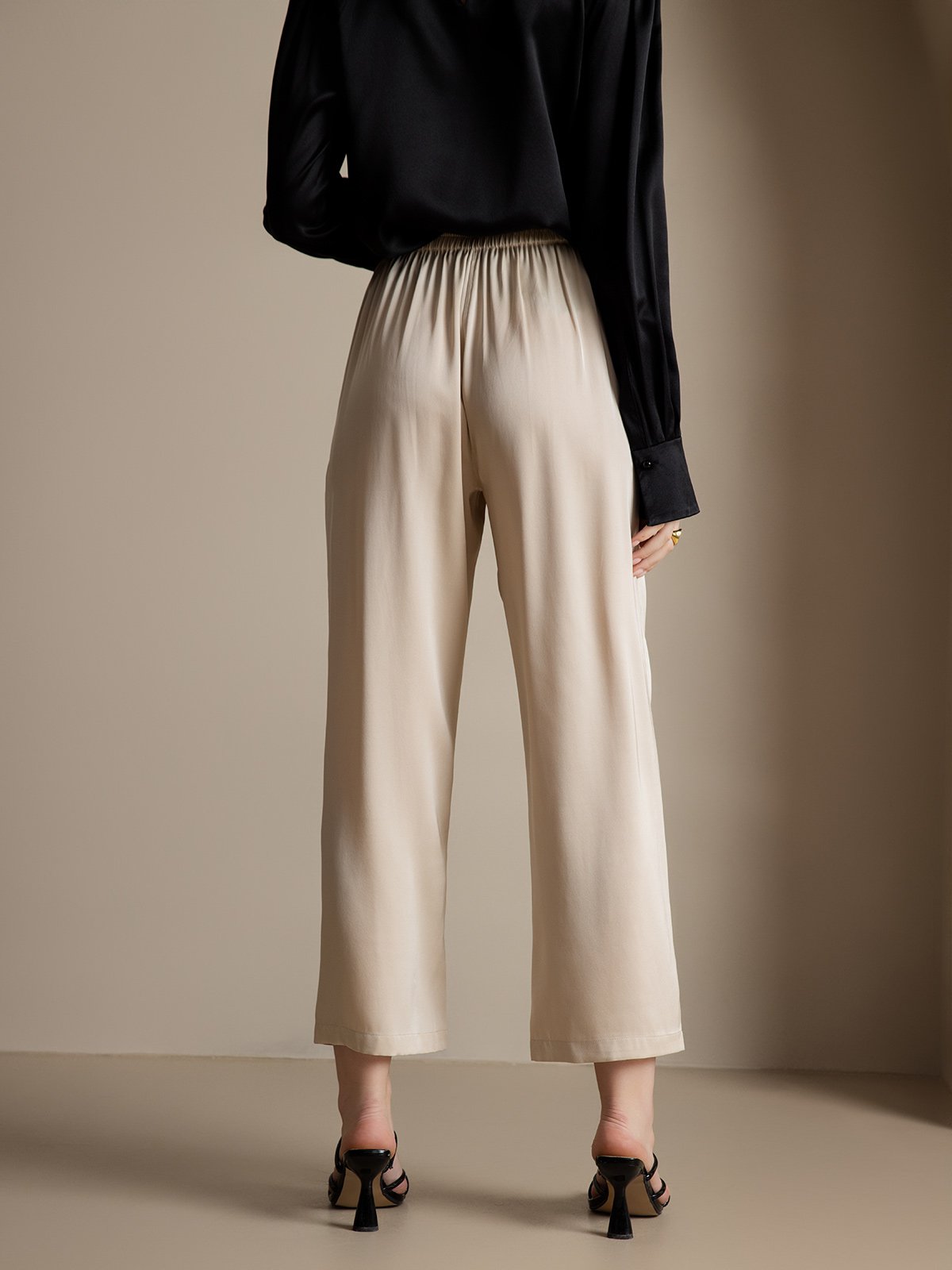 [Beige] SilkSilky-DE 22Momme Reine Seide Womens Pants 002