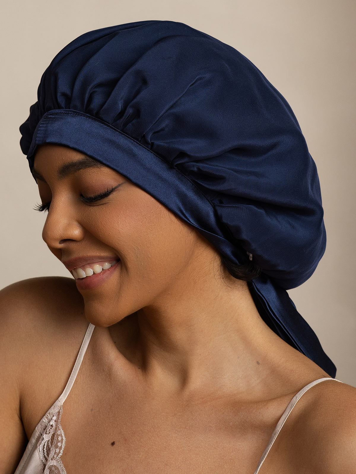 SilkSilky-DE Reine Seide Sleep Cap Dunkelblau 003