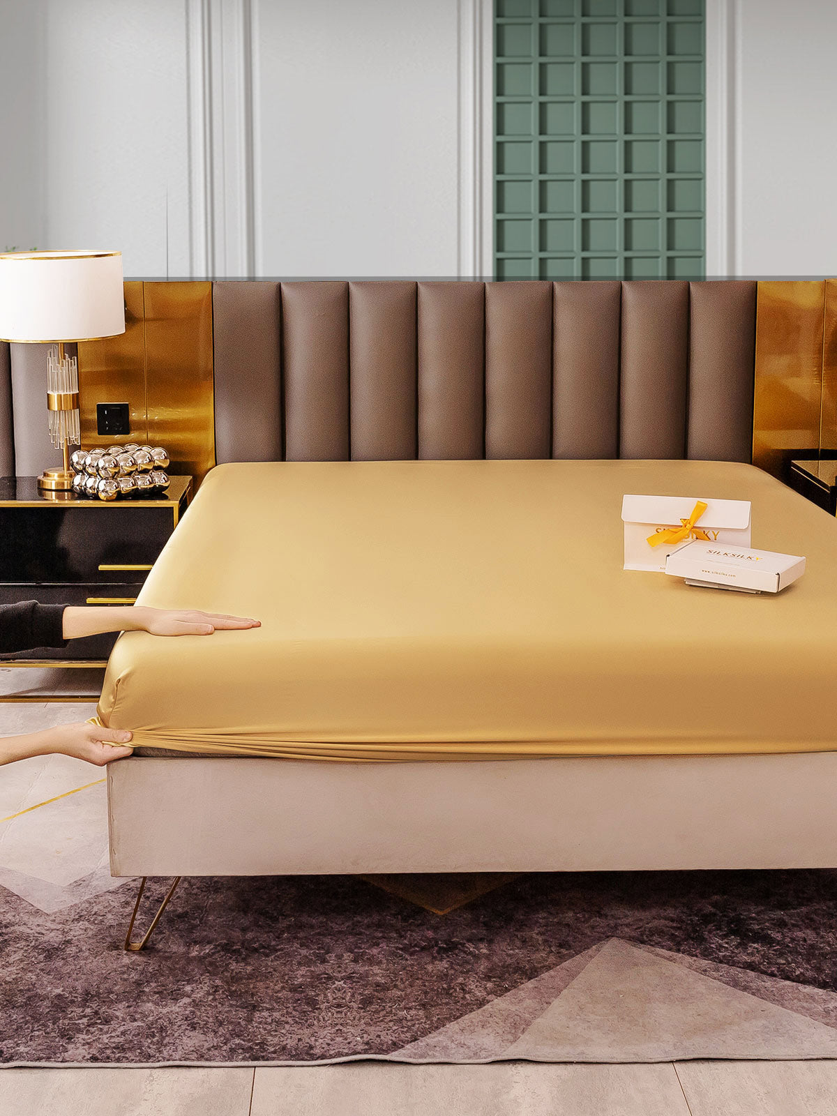 [Champagner] SilkSilky-DE 25Momme Reine Seide Sheet 006