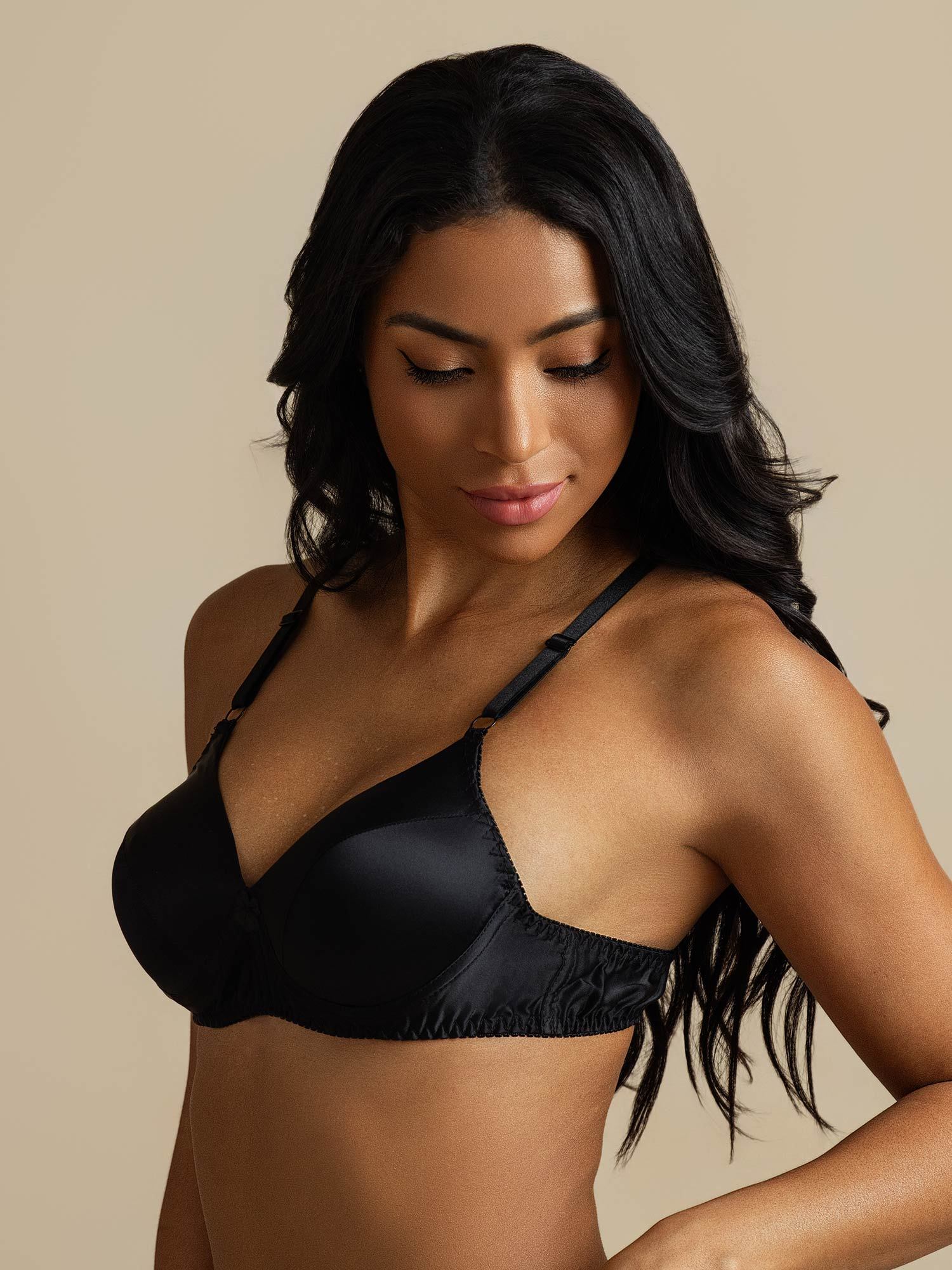 [Schwarz] SilkSilky-DE Reine Seide Bra 007,