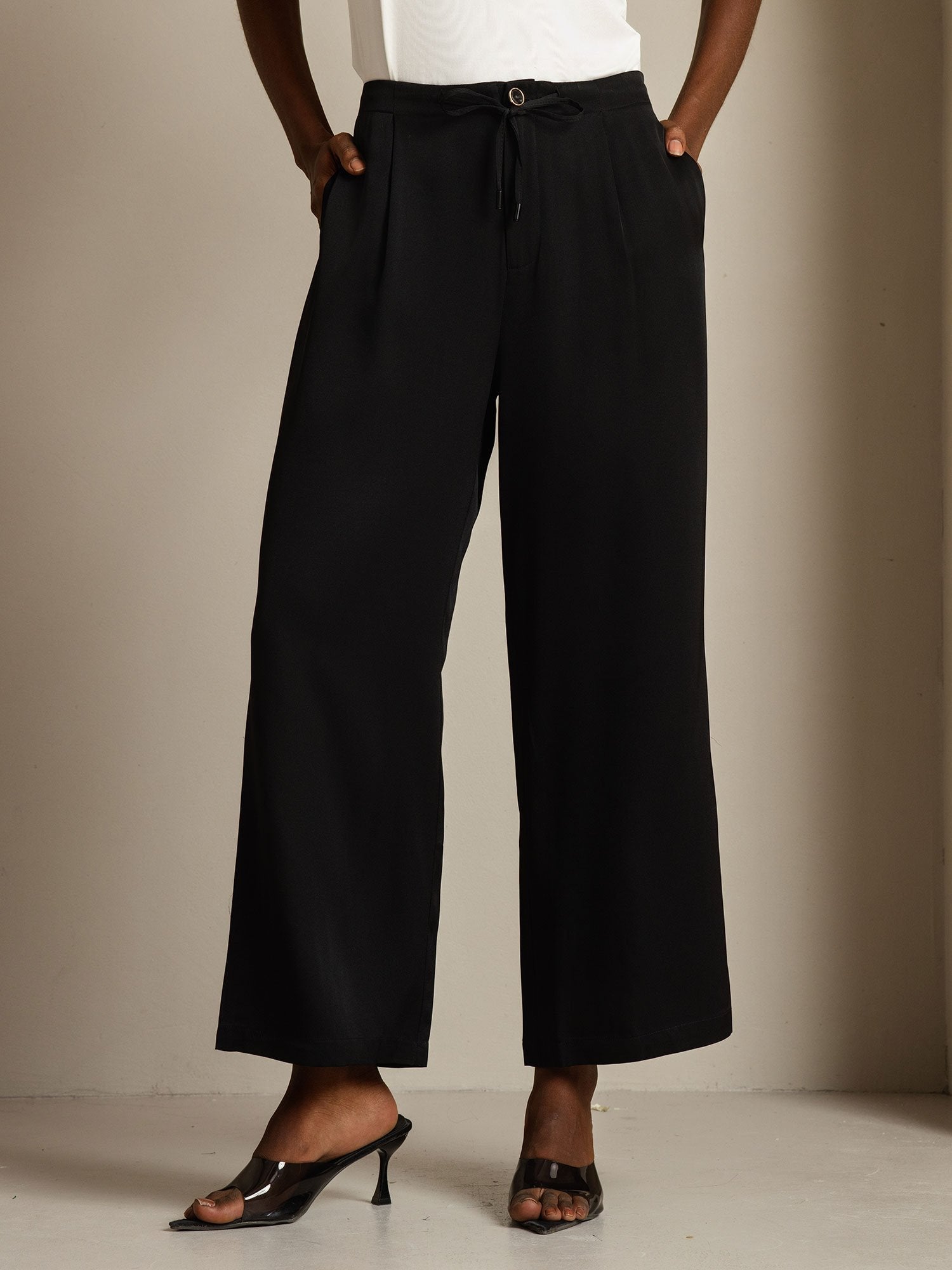[Schwarz] SilkSilky-DE 19Momme Seide Womens Pants 001