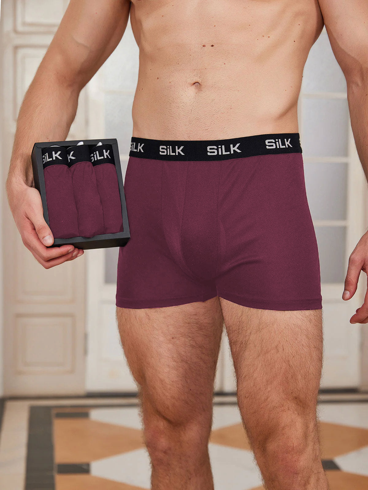 3 Stück Herren Ultra Weiche Bequeme Boxershorts Aus Reiner Seide