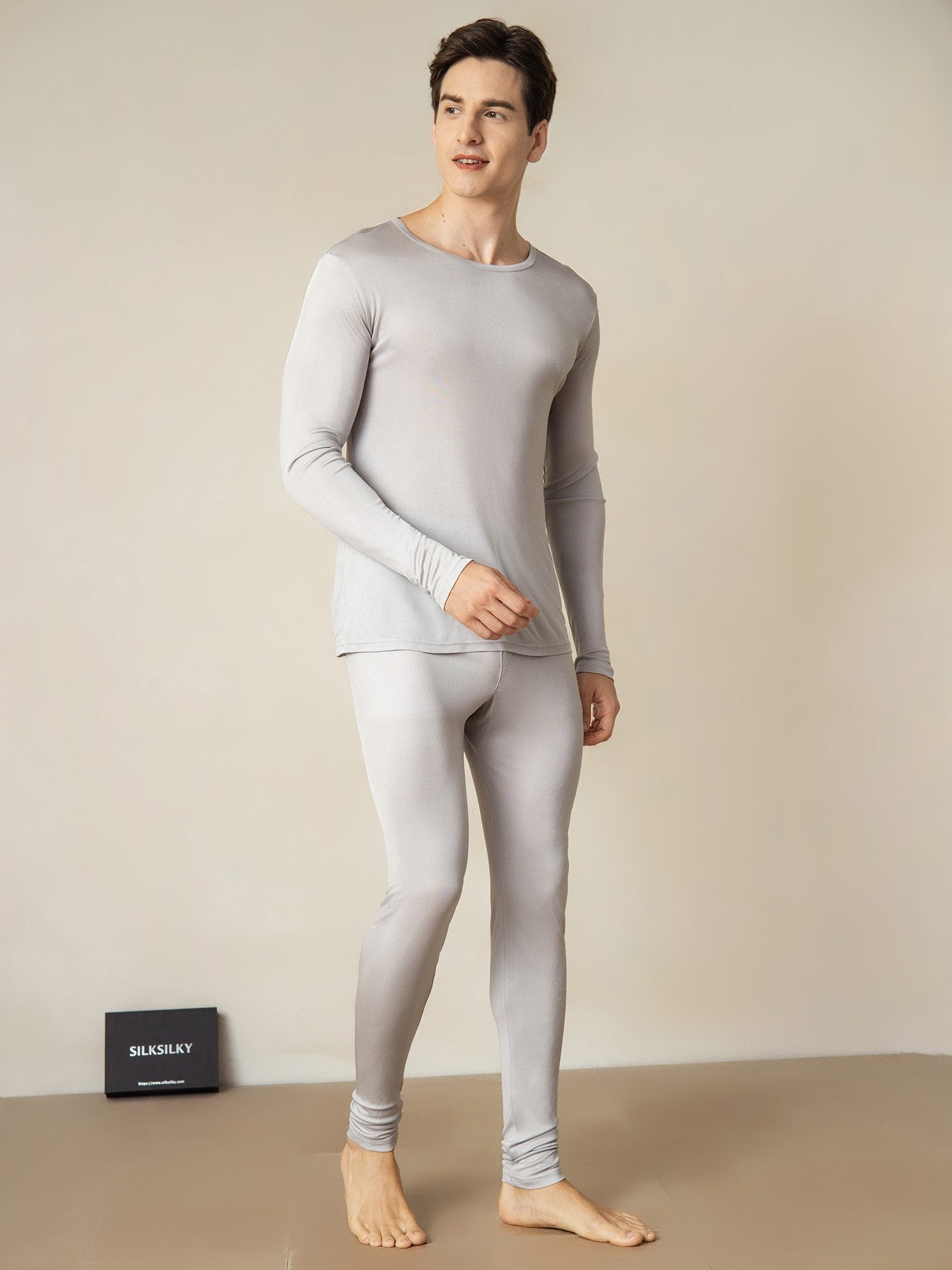 [Silber] SilkSilky-DE Seidenstrick Mens Pajamas 001