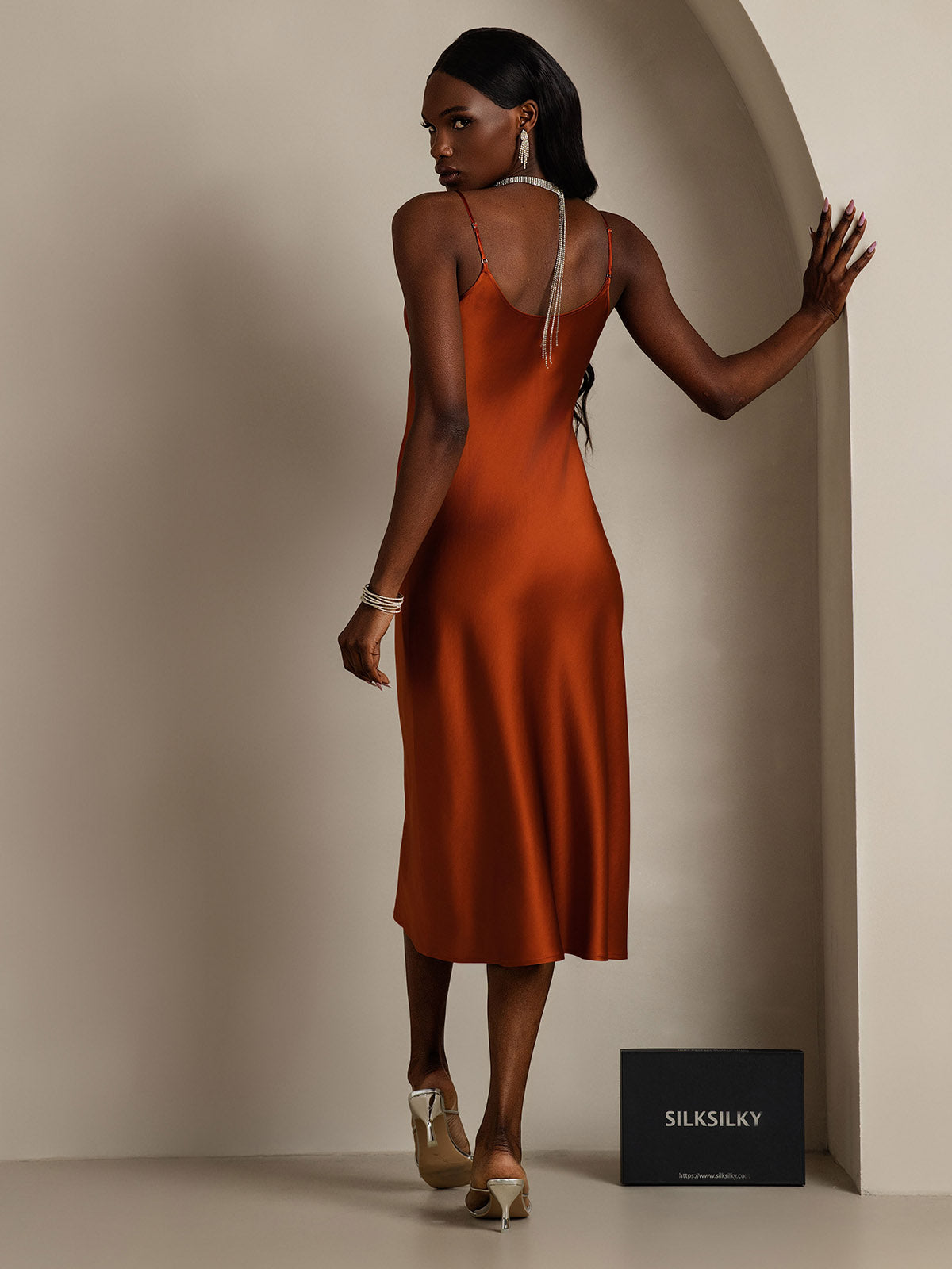 [Karamell] SilkSilky-DE Reine Seide Dress 002