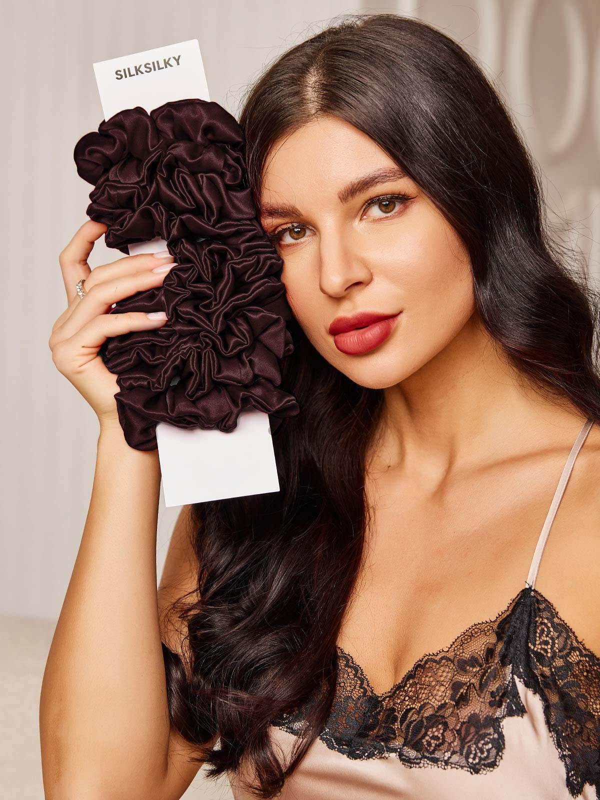 [Braun] SilkSilky-DE 19Momme Reine Seide Scrunchie 002