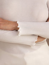 [Weiß] SilkSilky-DE Long Sleeve Turtle Neck T-Shirt 006