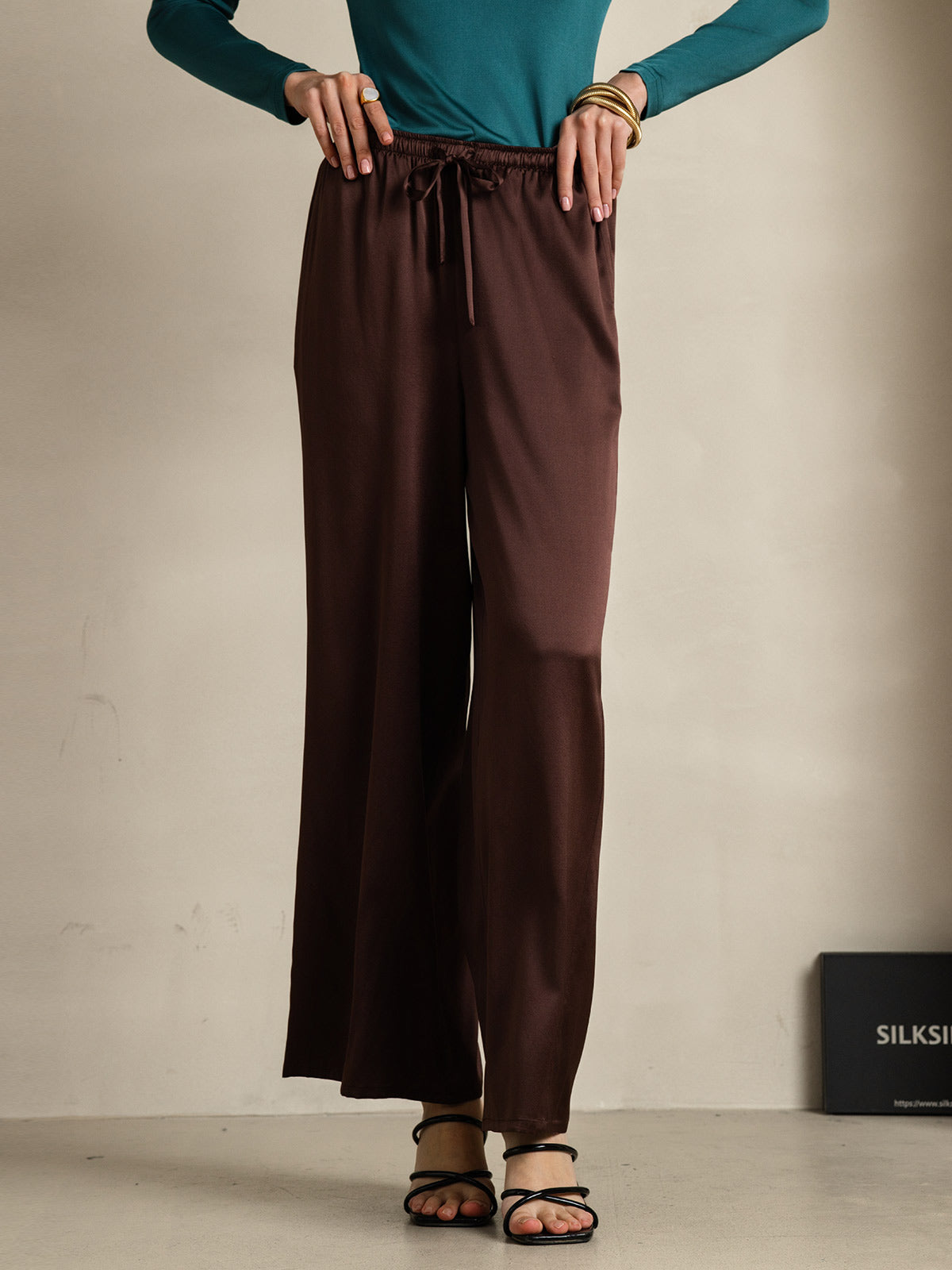 [Kaffee] SilkSilky-DE Reine Seide Womens Pants 004