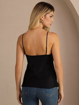 [Schwarz] SilkSilky-DE Sleeveless V Neck Cami Top 002