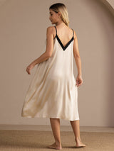 [Reisbeige] SilkSilky-DE Spaghetti Strap V Neck Nachthemden 002