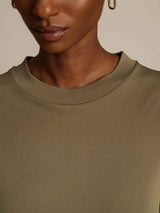 [Verbranntes Oliv] SilkSilky-DE Half Sleeve Crew-Ausschnitt T-Shirt 004