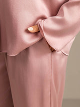 [Pfirsichhaut] SilkSilky-DE 19Momme Langärmelig Notch-Kragen Damen Pyjamas 004